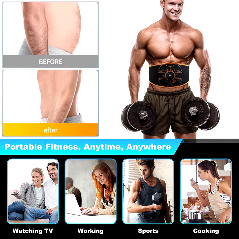 Vibration ABS Muscle Stimulator Abdominal EMS Trainer Electrostimulation Home Gym Equipment Fitness Massager USB Rechargeable