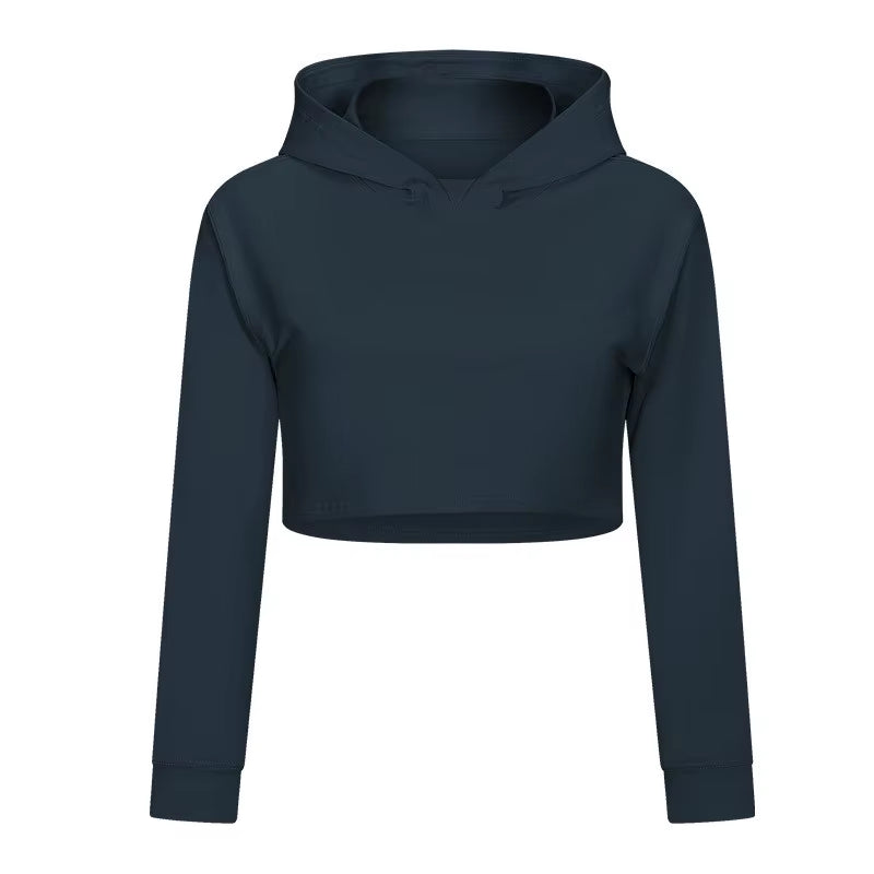 New Women Loose Half-Length Hooded Sports One-Piece Hood Sweatshirt Casual Fitness Running Sports Jacket Fitness Yoga Clothing