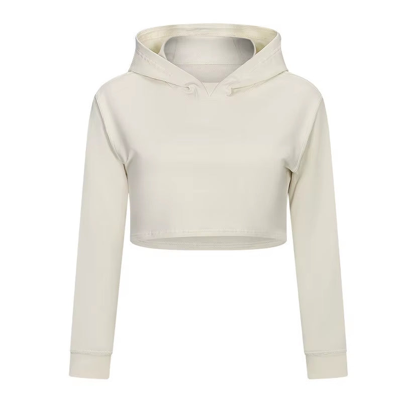 New Women Loose Half-Length Hooded Sports One-Piece Hood Sweatshirt Casual Fitness Running Sports Jacket Fitness Yoga Clothing