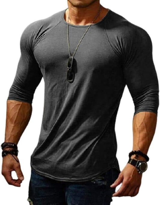 Mens Muscle Fitness Quick Dry T-Shirt Breathable Gym Workout Long Sleeve Slim Fit Bodybuilding Tee Shirt