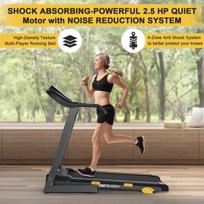 Treadmill with Incline Electric Motorized Running Machine with 17" Belt 220Lbs Max. Weight with 15 Preset Programs Perfect for Home Use